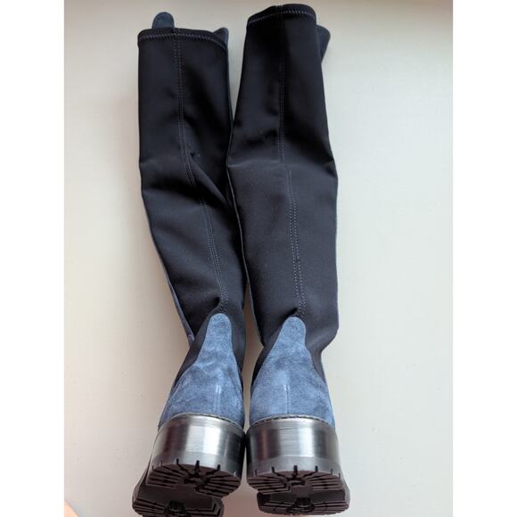 NIB Stuart Weitzman 5050 City Over-the-Knee Boots Size 5 Nice Blue Suede - Picture 7 of 13